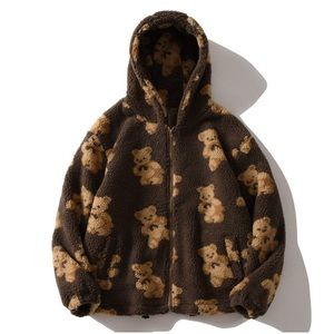 Aelfric Eden Bear Print Sherpa Coat (Brown)